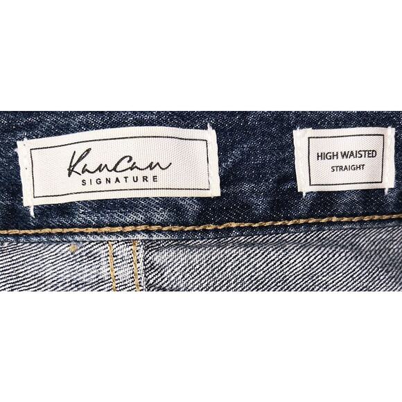 KanCan Signature High-Rise Dark-Wash Distressed Cuffed Women's Jeans 27X30 - Picture 6 of 7